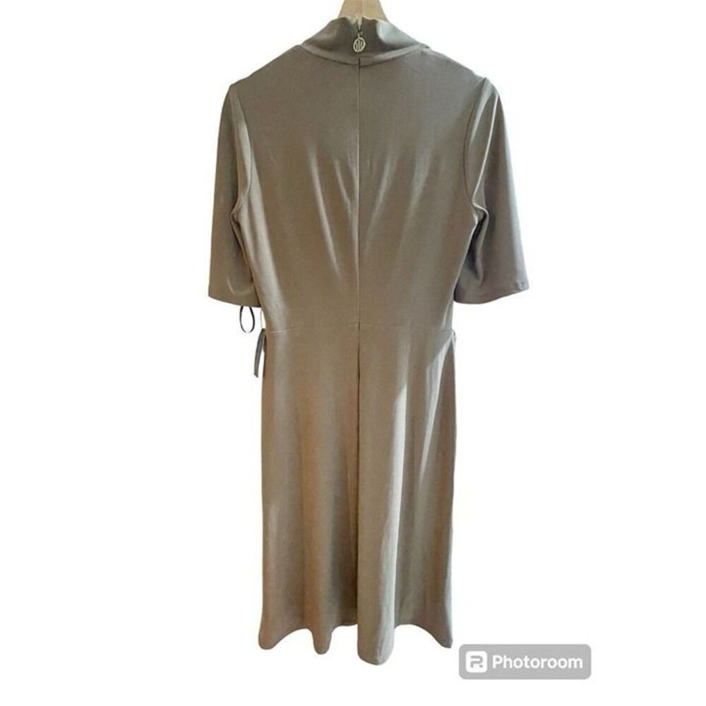 Tommy Hilfiger Maxi Cocktail Dress Khaki Brown 3/4 Sleeve V Neck Size 6 NWT - Picture 2 of 8